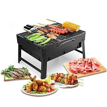 126 Folding Barbeque Charcoal Grill Oven (Black Carbon Steel) - Springkart 