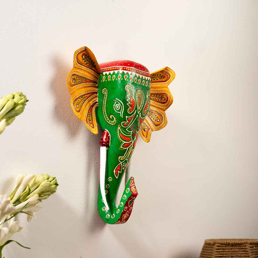 Green Handpainted Elephant Wall DecorGreen Handpainted Elephant Wall Decor                Green Handpainted Elephant Wall Decor