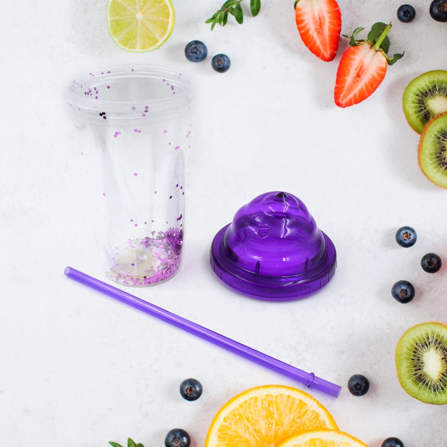 High Quality Plastic Creative Cold Drink Cup / Tumble, Reusable Tea Coffee Tumbler with Lid and Straw, Double Wall Plastic Drinking Sport Bottle, Travel Tumbler (1 Pc / Mix Color) - Springkart 