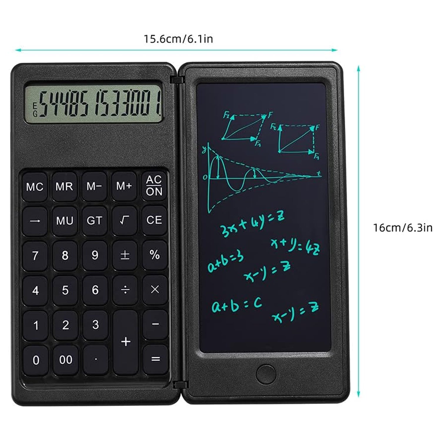 Foldable Calculator With 6 Inch LCD Tablet Digital Drawing Pad Stylus Pen Erase Button Lock Function Smart Calculator -01 - Springkart 