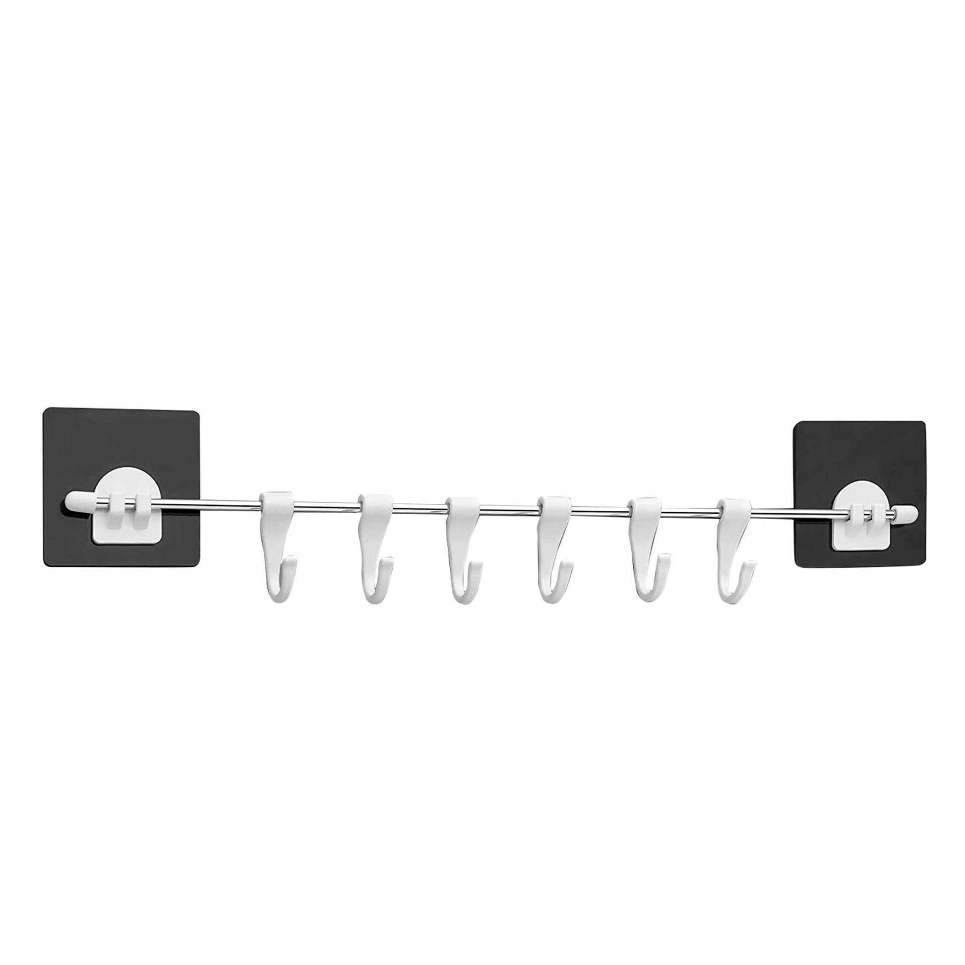 Multipurpose self-adhesive hanger hooks, plastic, for various uses.