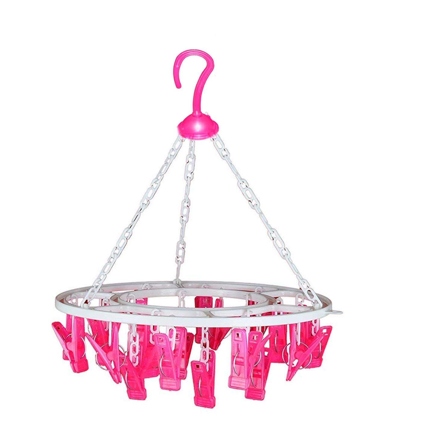 Plastic Round Cloth Drying Stand Hanger with 24 Clips (Multicolour) - Springkart 