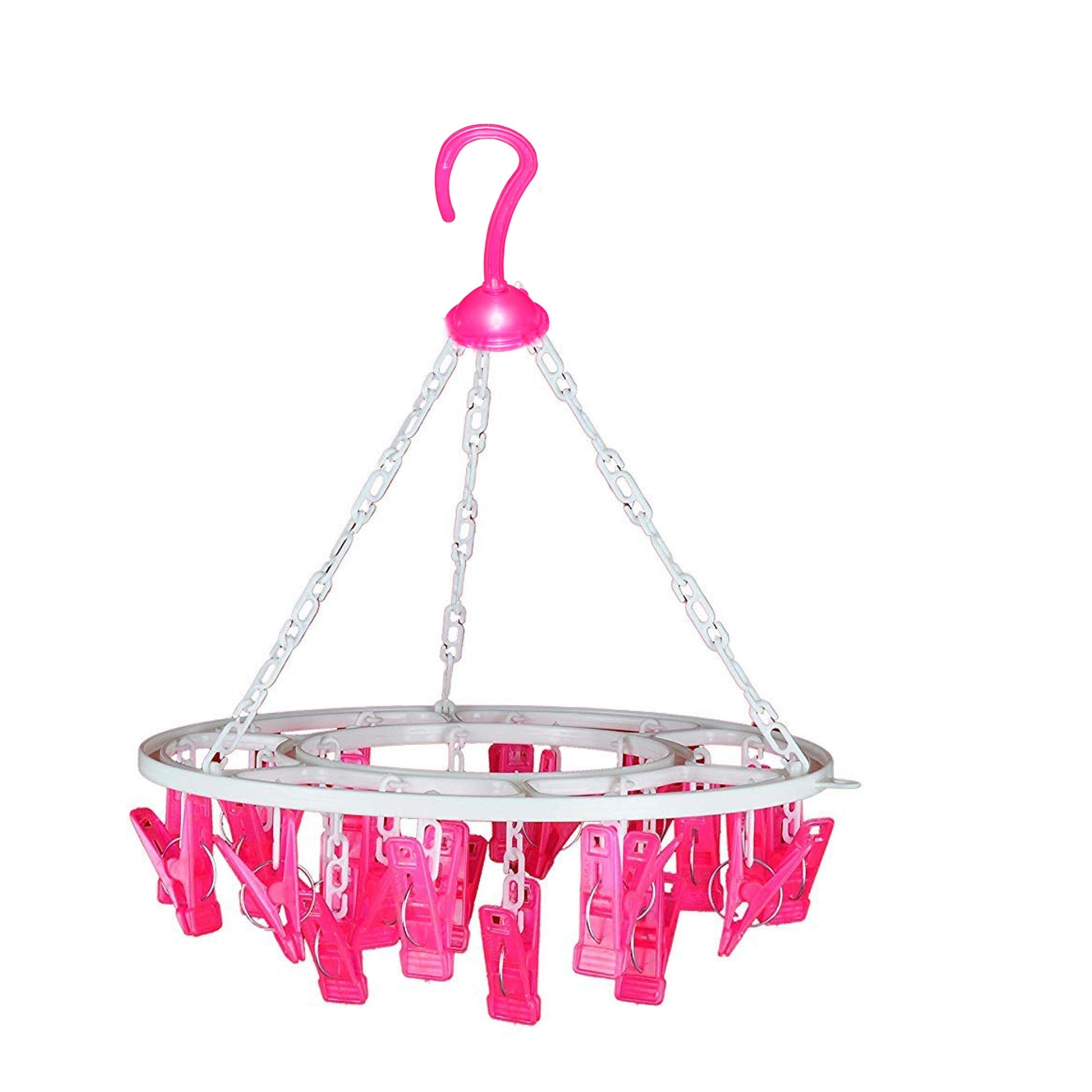 Plastic Round Cloth Drying Stand Hanger with 24 Clips (Multicolour) - Springkart 
