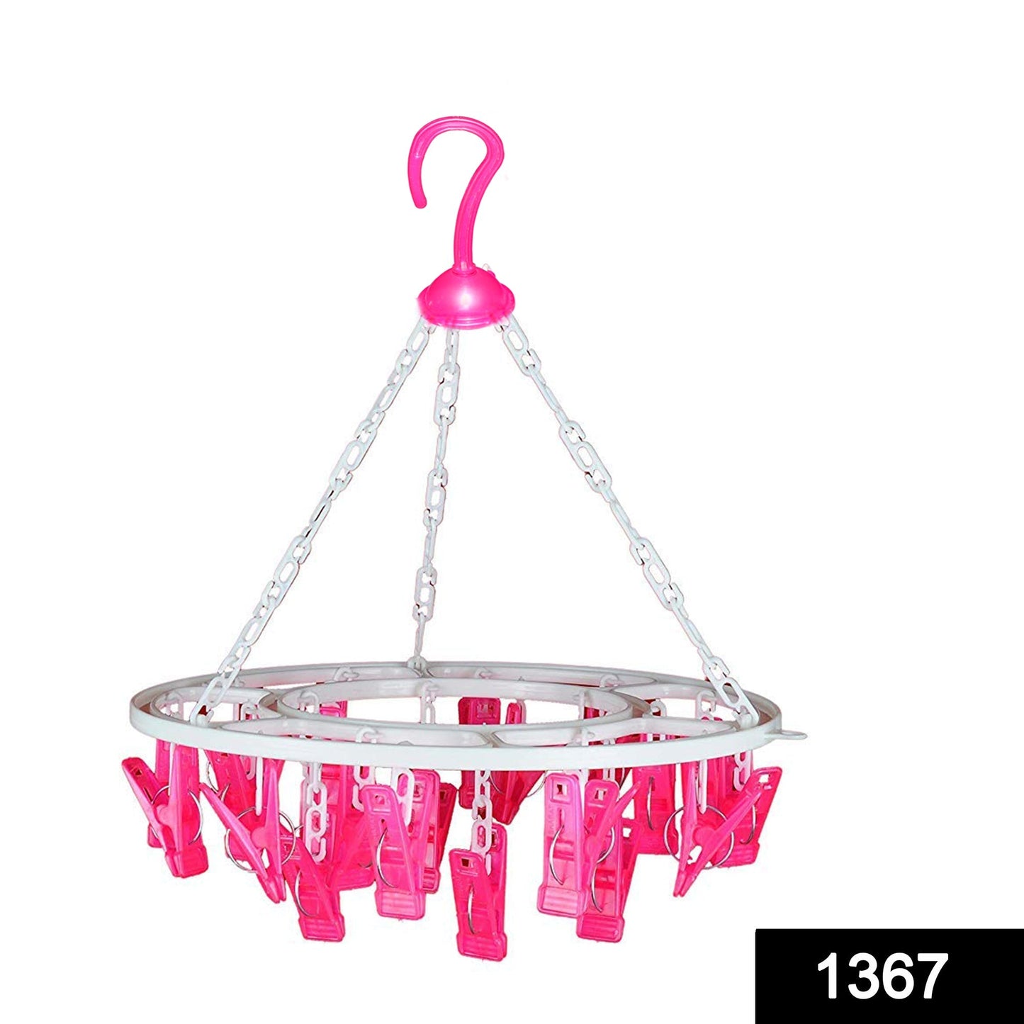 Plastic Round Cloth Drying Stand Hanger with 24 Clips (Multicolour) - Springkart 