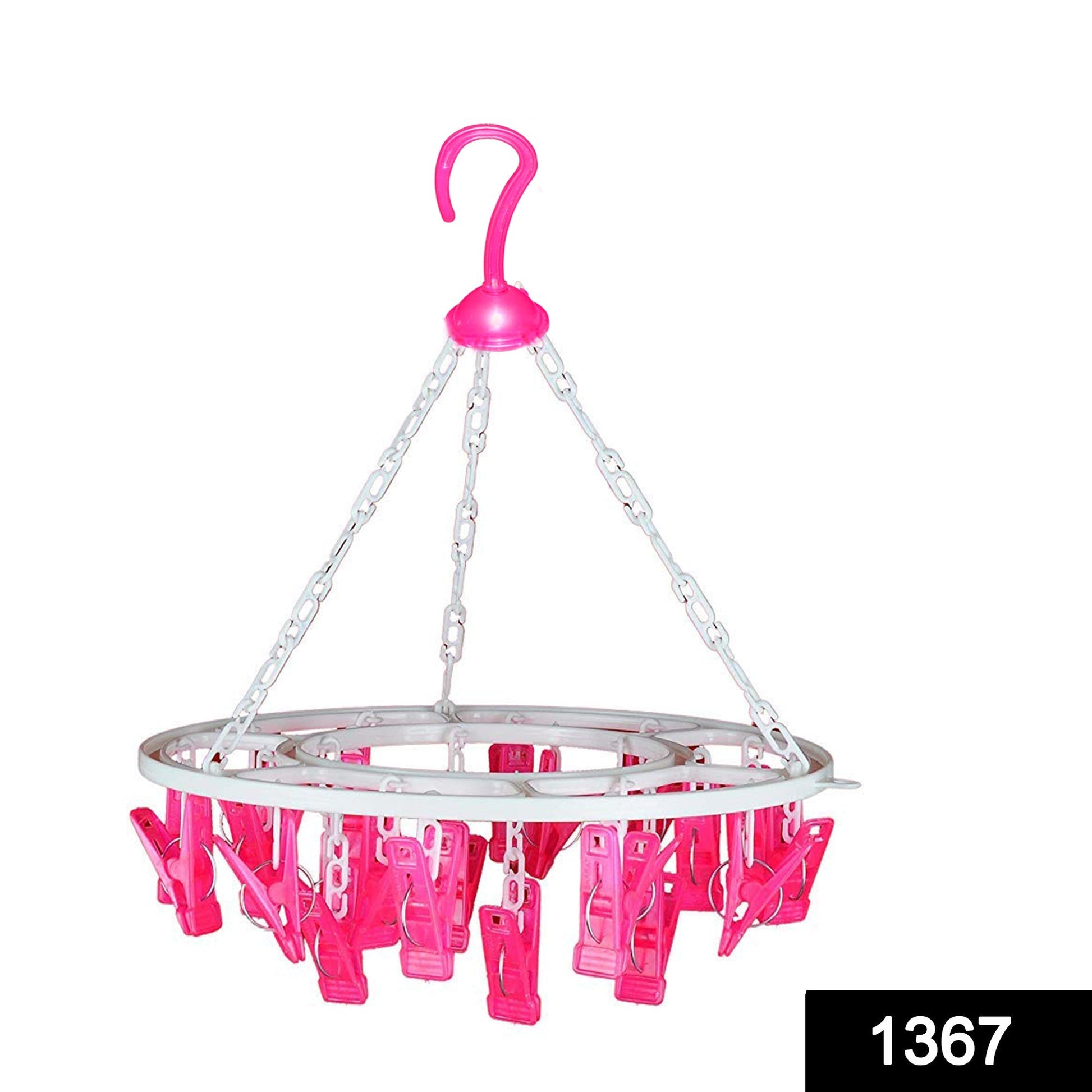 Plastic Round Cloth Drying Stand Hanger with 24 Clips (Multicolour) - Springkart 
