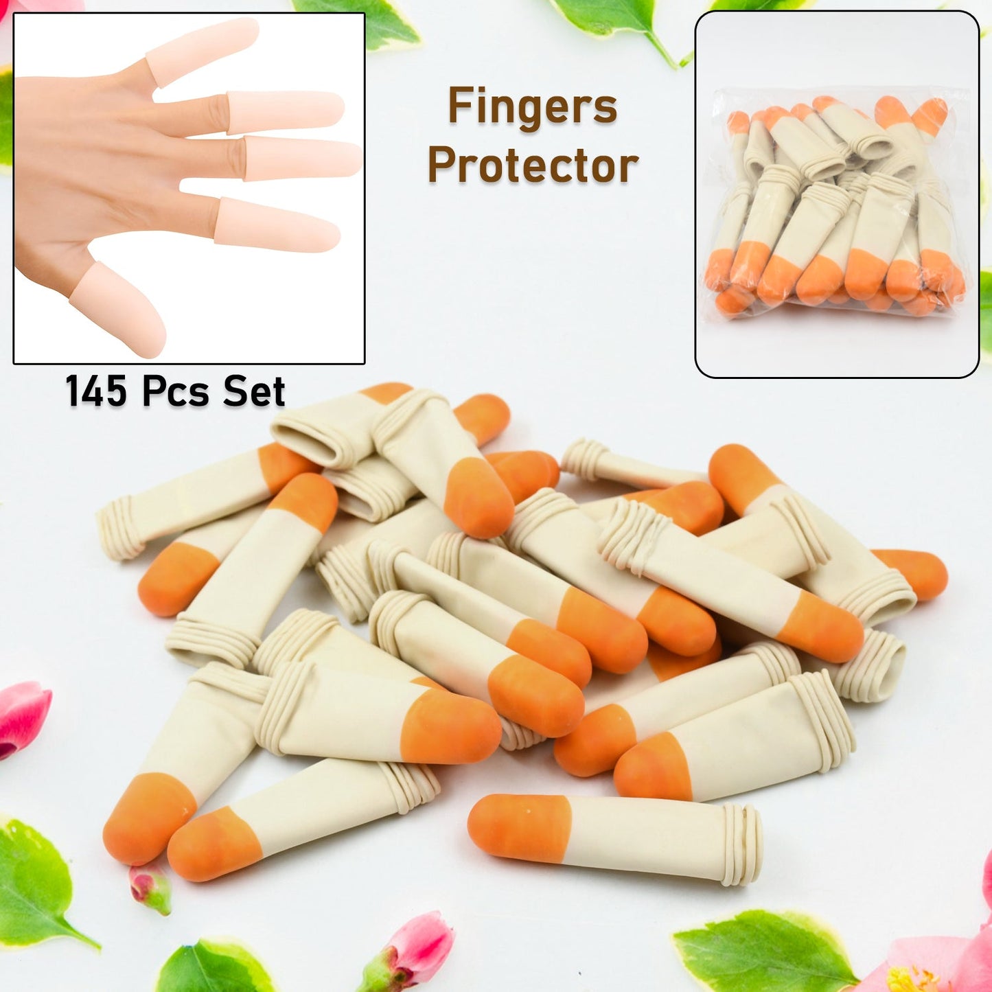 Finger Caps, Silicone Finger Protectors Sleeves (Finger Cots / 145 Pcs Set Approx) - Springkart 