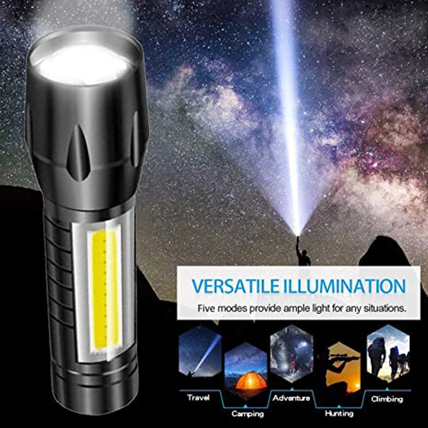 Mini Search Rechargeable LED Long Range Flashlight Emergency Light Torch - Springkart 