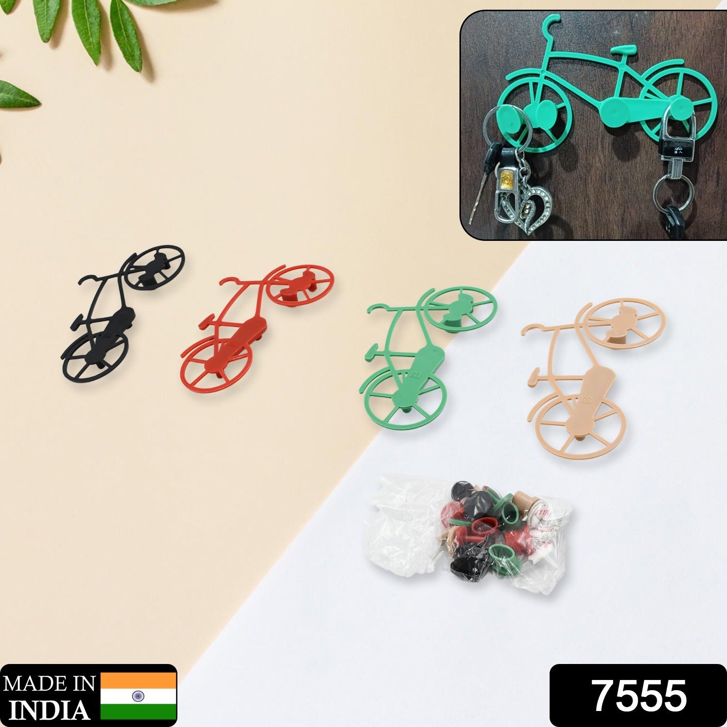Bicycle Shape Key Chain Holder and wall mount bike hook Key Holders Plastic Key Holder For Home, Office (pack of 4) - Springkart 