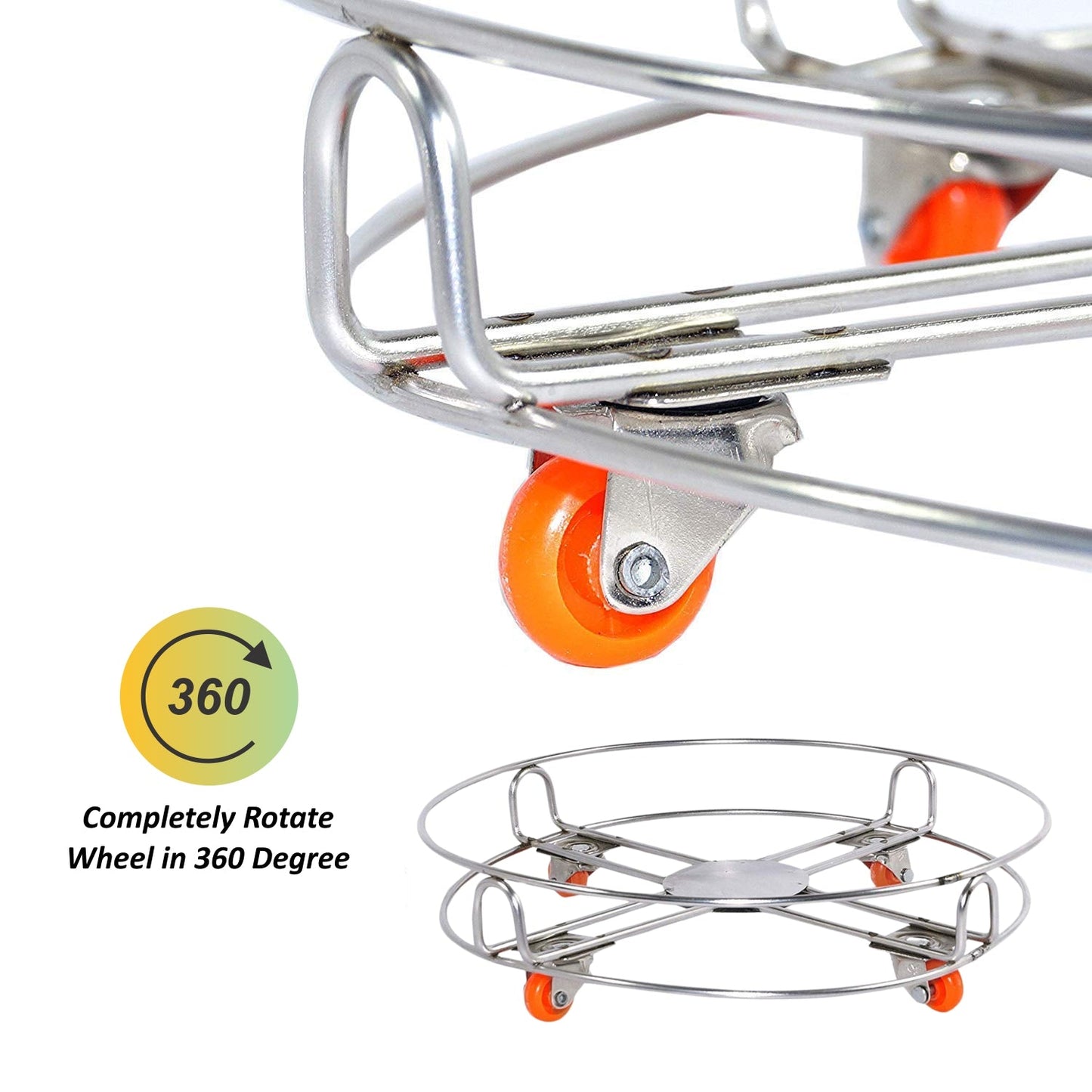 Stainless Steel Gas Cylinder Trolley with Wheels LPG Cylinder Roller Stand Movable Trolley - Springkart 