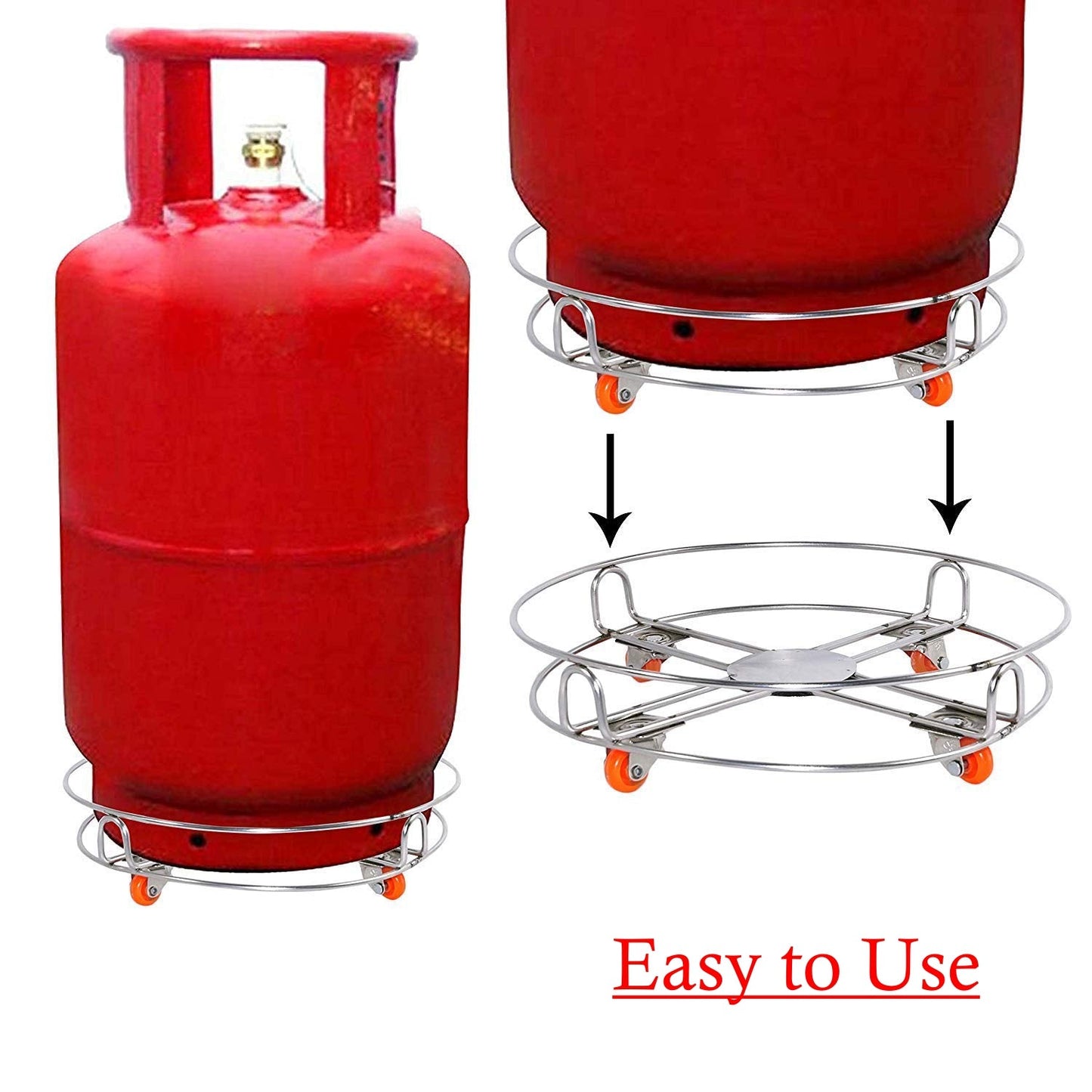 Stainless Steel Gas Cylinder Trolley with Wheels LPG Cylinder Roller Stand Movable Trolley - Springkart 