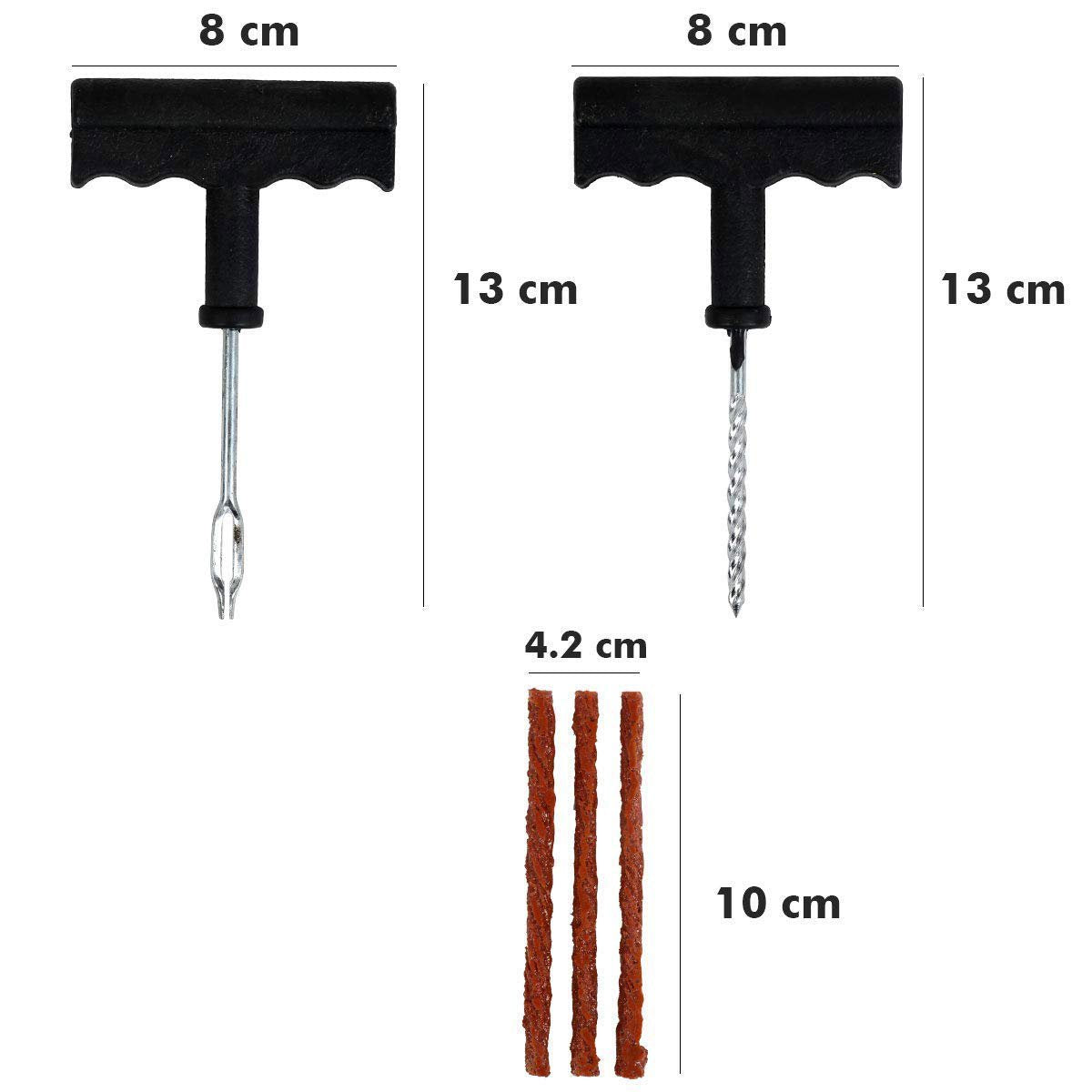 Puncture Repair Kit Tubeless Tyre Full Set with Nose Pliers, Rubber Cement and Extra Strips for Cars, Bikes - Springkart 
