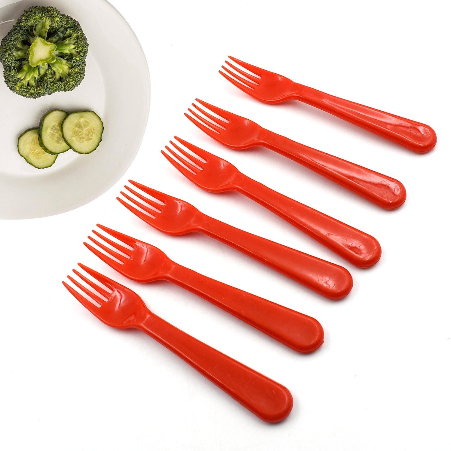 Plastic Fork Spoon, Fork Spoon Set, Fruit Fork Spoon Set | Baby Fork Spoon/Vegetable Fork Spoon, Plastic Salad Spoon, Dessert Spoon (6pc set) - Springkart 