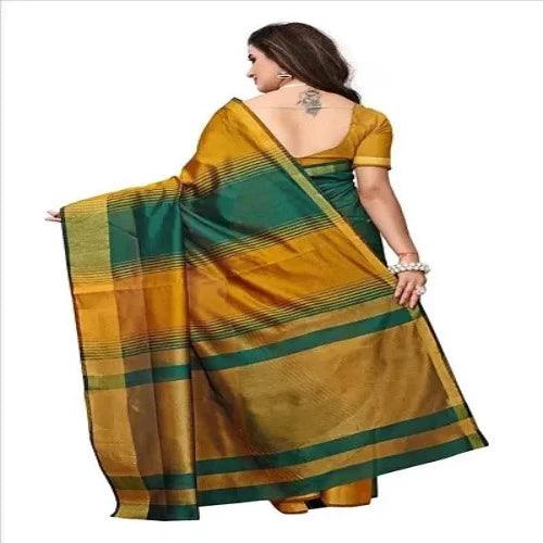 Stylish Multicoloured Cotton Saree with Blouse Piece - Springkart 