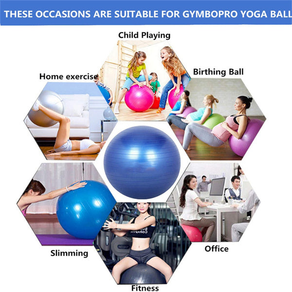 Anti-Burst Exercise Heavy Duty Gym Ball (Multicolour) (75Cm) - Springkart 