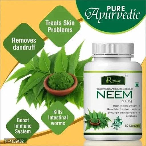 Neem Herbal Capsules For Blood Purifier, Treats Acne Other Skin Diseases 100% Ayurvedic Pack Of 1