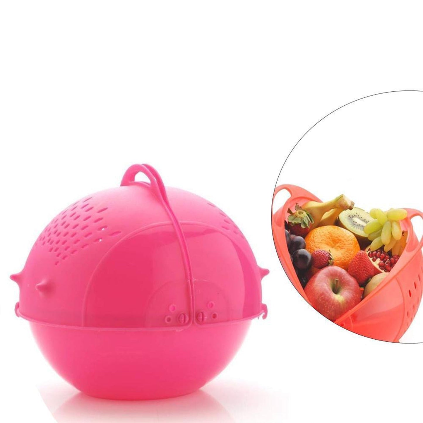 Plastic Revolving Multi Functional Rice, Vegetable Fruit Wash Basket Bowl (Multi Colour) - Springkart 