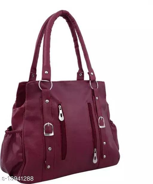 Beautiful Women's Maroon Canvas & Leather Handbag - Springkart 