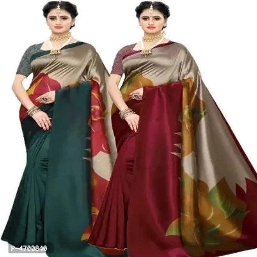 Beautiful Art Silk Printed Saree with Blouse piece II Combo of 2 Sarees II - Springkart 