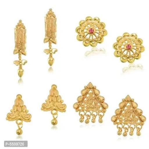 Stylish Alloy Golden Earrings- Combo of 4