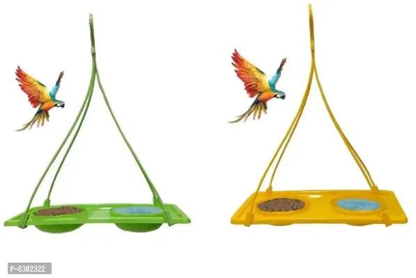 Beautiful Plastic Food And Water Feeder Hangings for Birds- 2 Pieces