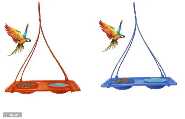 Beautiful Plastic Food And Water Feeder Hangings for Birds- 2 Pieces