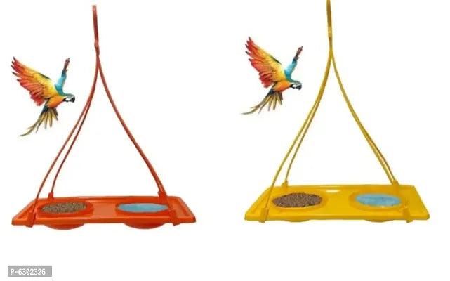 Beautiful Plastic Food And Water Feeder Hangings for Birds- 2 Pieces