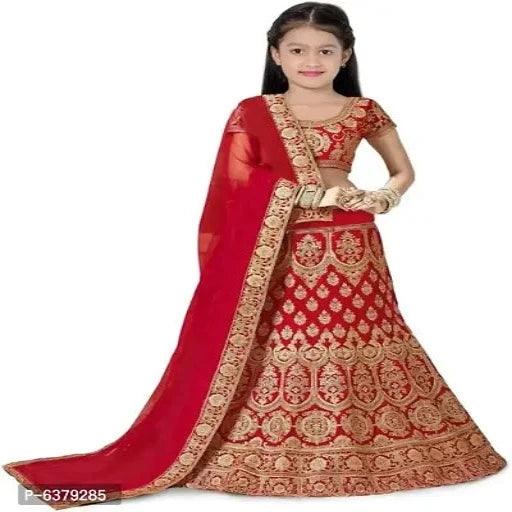 Embroidered Lehenga Choli and Dupatta Set for Girls