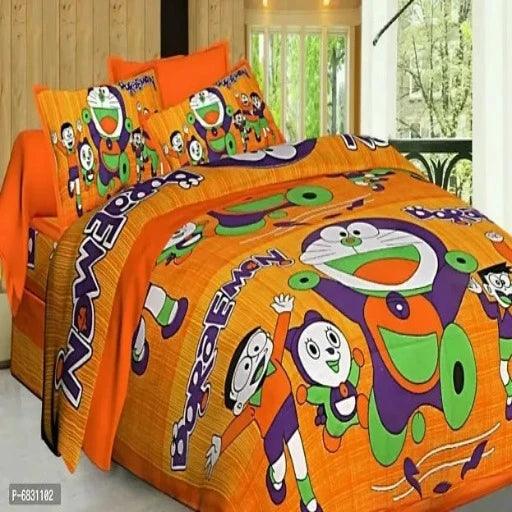 Elegant Cotton Printed Double Bedsheet With Pillow Covers