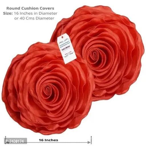 Comfortable Rose Design Super Satin Cushion Covers - Set Of 5