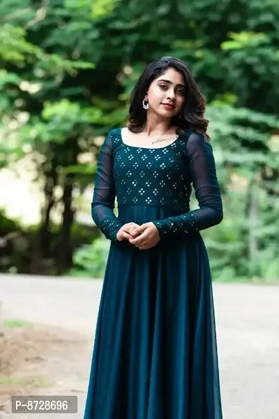 Blue Georgette Ethnic Gowns For Women - Springkart 