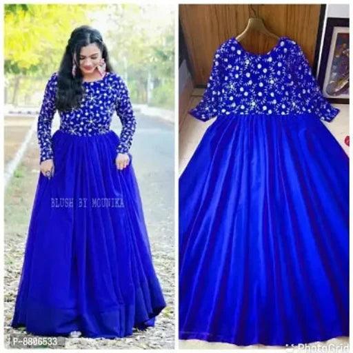 Blue Georgette Ethnic Gowns For Women - Springkart 