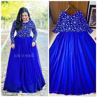 Blue Georgette Ethnic Gowns For Women - Springkart 