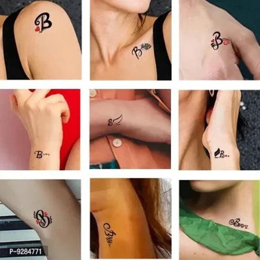 B Name Alphabet Tattoo Waterproof For Men and Women Temporary Body Tattoo