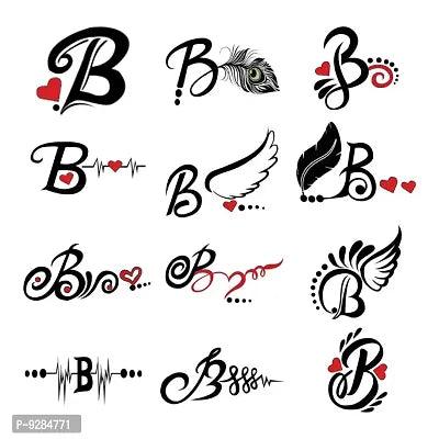 B Name Alphabet Tattoo Waterproof For Men and Women Temporary Body Tattoo