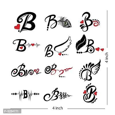 B Name Alphabet Tattoo Waterproof For Men and Women Temporary Body Tattoo