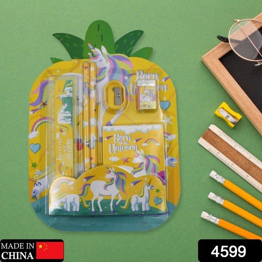 6 PC SET STATIONARY SET INCLUDING PENCIL RULER RUBBER PENCIL SHARPENER SCHOOL, OFFICE PRODUCT GIFT - Springkart