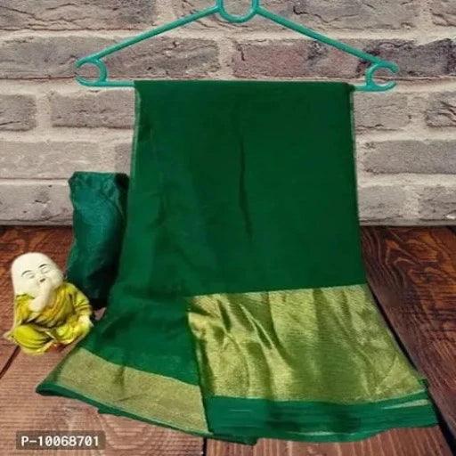 Beautiful Chiffon Gold Patta Saree with Blouse piece - Springkart 