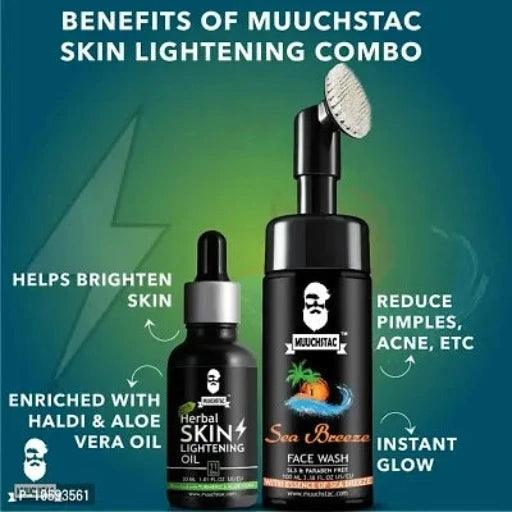 Muuchstac Skin Lightening Oil (30 ml) with Sea Breeze Face Wash - Inbuilt Brush (100 ml)