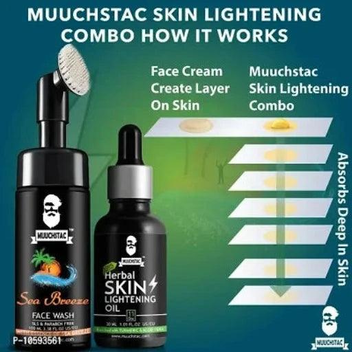 Muuchstac Skin Lightening Oil (30 ml) with Sea Breeze Face Wash - Inbuilt Brush (100 ml)