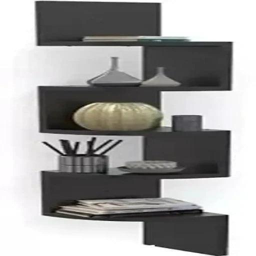 Zigzag Wall Racks Shelf For Home Decor Living Room (Number of Shelves - 7, Black)