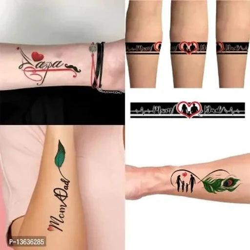 Temporary Tattoowala Wrist tattoo Mom Dad infinity Designs Pack of 4 Temporary Tattoo Sticker For Men and Woman Temporary body Tattoo (2x4 Inch) Payment:- Pre-paid