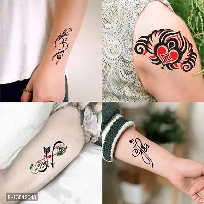 Temporary Tattoowala Love Mom Dad infinity With Om Trible Designs Pack of 4 Temporary Tattoo Sticker For Men and Woman Temporary body Tattoo (2x4 Inch) Payment:- Pre-paid - Springkart 