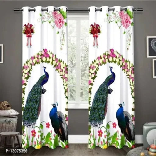 Eyelet Printd Polycotton Curtain for Door Pack of 1