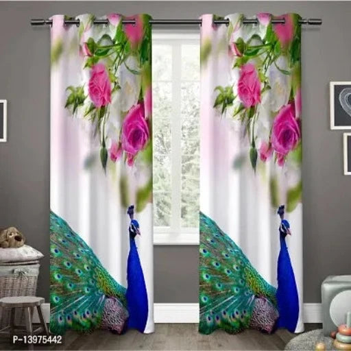 Eyelet Printd Polycotton Curtain for Door pack of 1