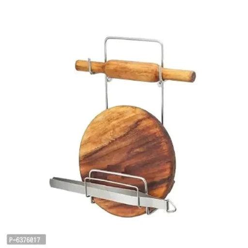 Stainless Steel Chakla Belan Stand And Ladle Hook Rail / Wall Mounted Ladle Stand For Kitchen