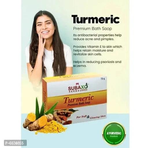 Subaxo Herbal Turmeric Premium Bath Soap 6 Pc Each 75 G