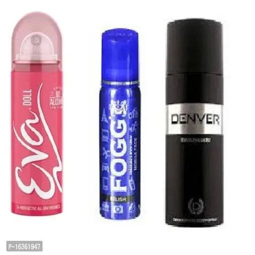 eva doll 40ml fogg relish 25ml denvre code 50ml p3 body perfume