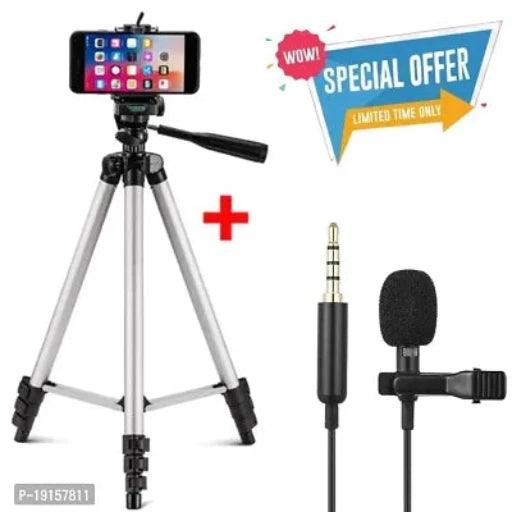 Lightweight Adjustable Portable Foldable Tripod Stand With Collar Mic for Mobile Phone and Camera Holder