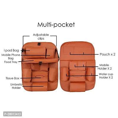 Universal Car Backseat Storage Organizer with Foldable Tray, Multi-Pocket for Bottles, Tissue Boxes 2pc Tan Colour