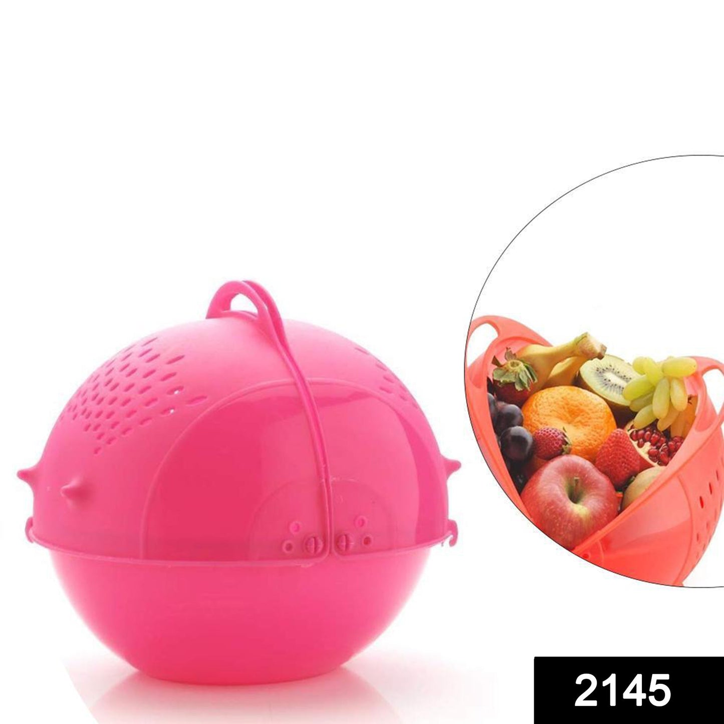Plastic Revolving Multi Functional Rice, Vegetable Fruit Wash Basket Bowl (Multi Colour) - Springkart 